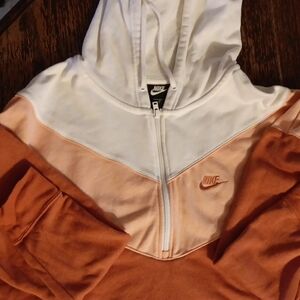 Nike White and Pink Colorblock Hoodie